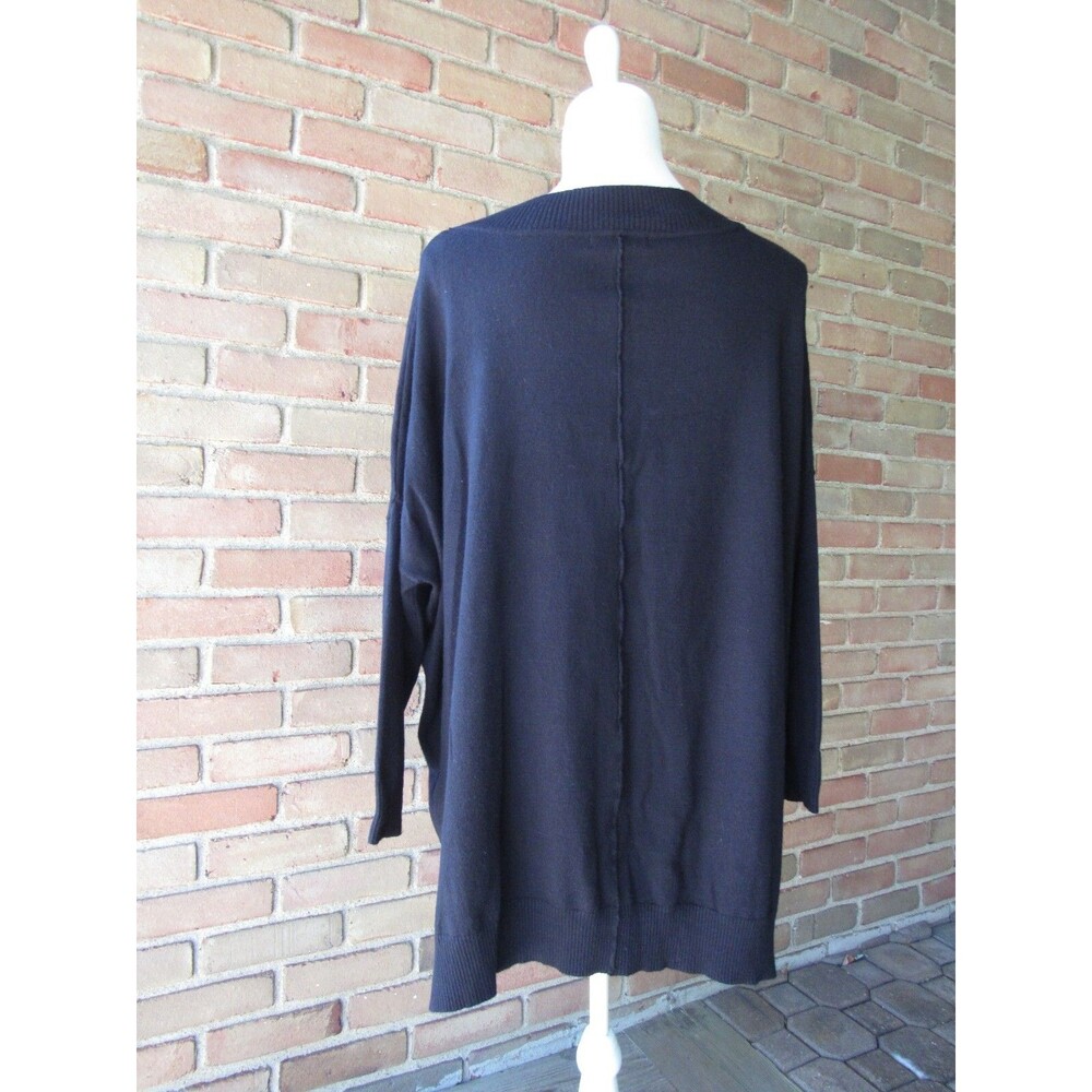NWT Adrianna Papell Womens M Sweater Black Long Sleeve Pullover Middle Seam - Picture 16 of 16